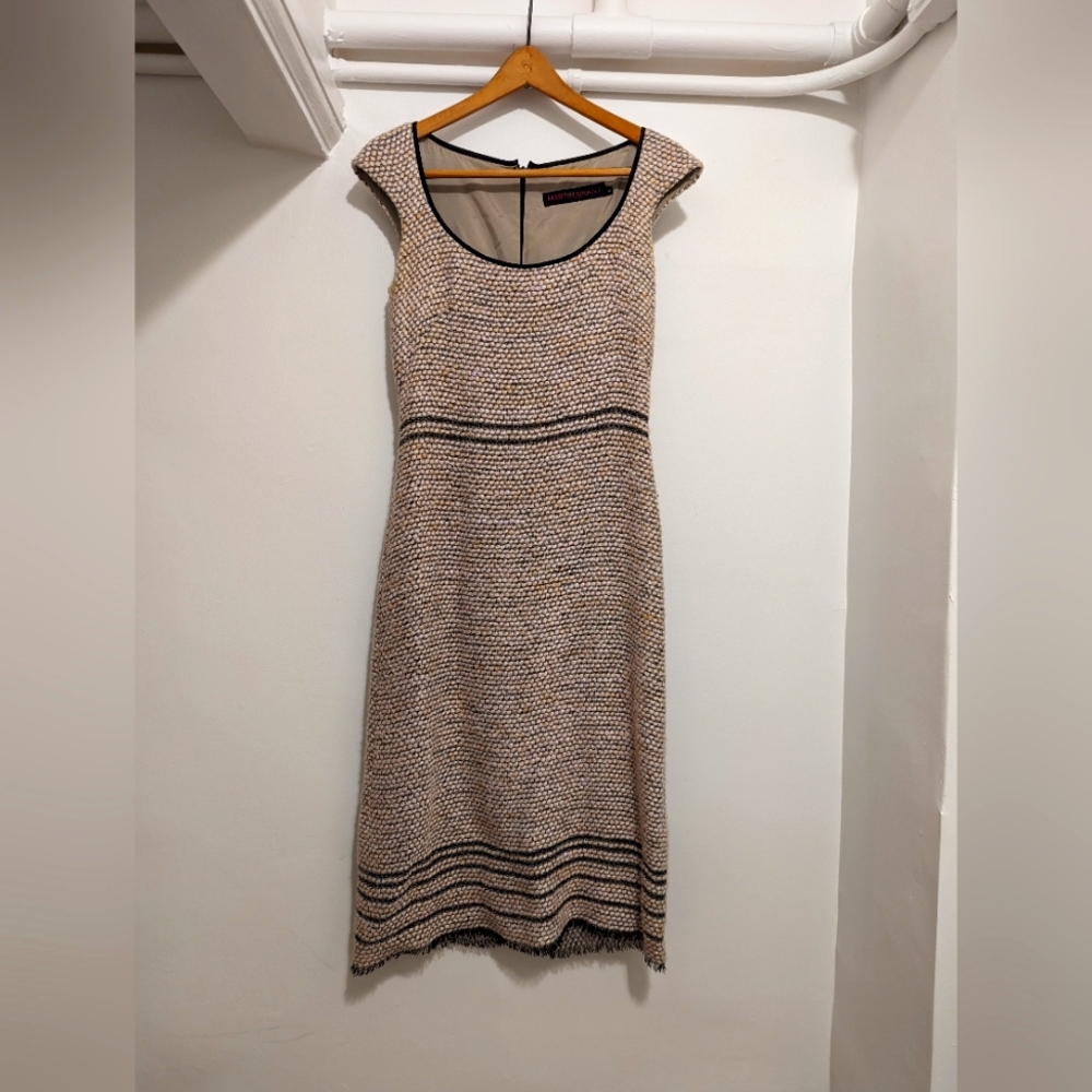 Martin Grant Pale Pink Metallic Tweed Dress L